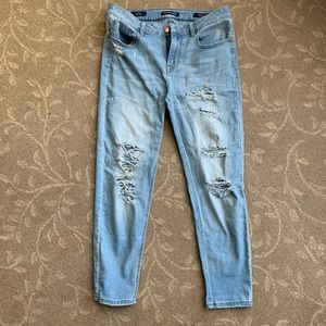 Light wash distressed jeans